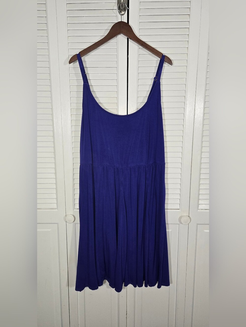 Ava & Viv Spaghetti Strap Purple Stretch Skater Flared Skirt Scoop Neck Dress 2X